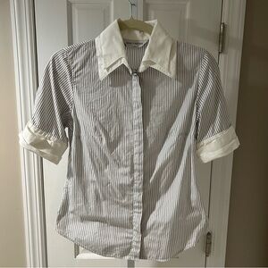 Anne Fontaine Paris Striped Contrast Collar Shirt | Size 40 (M)
